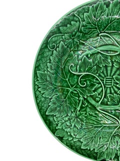 Wedgwood Majolica Green Glazed Basket Weave Plate, English, Dated 1885