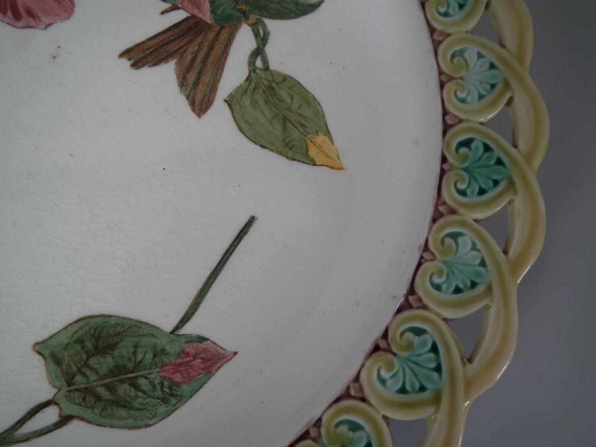 English Wedgwood Majolica Hummingbird and Butterfly Plate