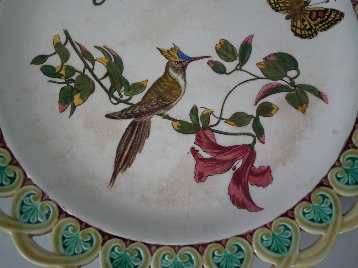 Victorian Wedgwood Majolica Hummingbird and Butterfly Plate