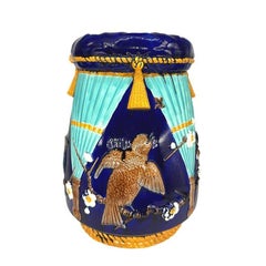 Wedgwood Majolica Japonisme Cobalt Blue Garden Seat, English, Dated 1886