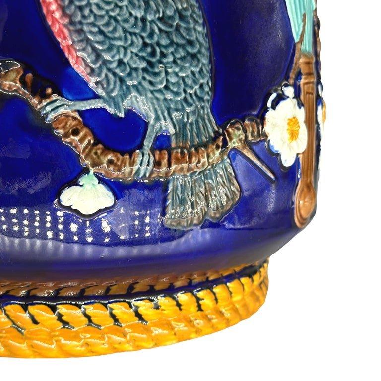 19th Century Wedgwood Majolica Japonisme Cobalt Blue Garden Seat, English, Dated 1886 For Sale