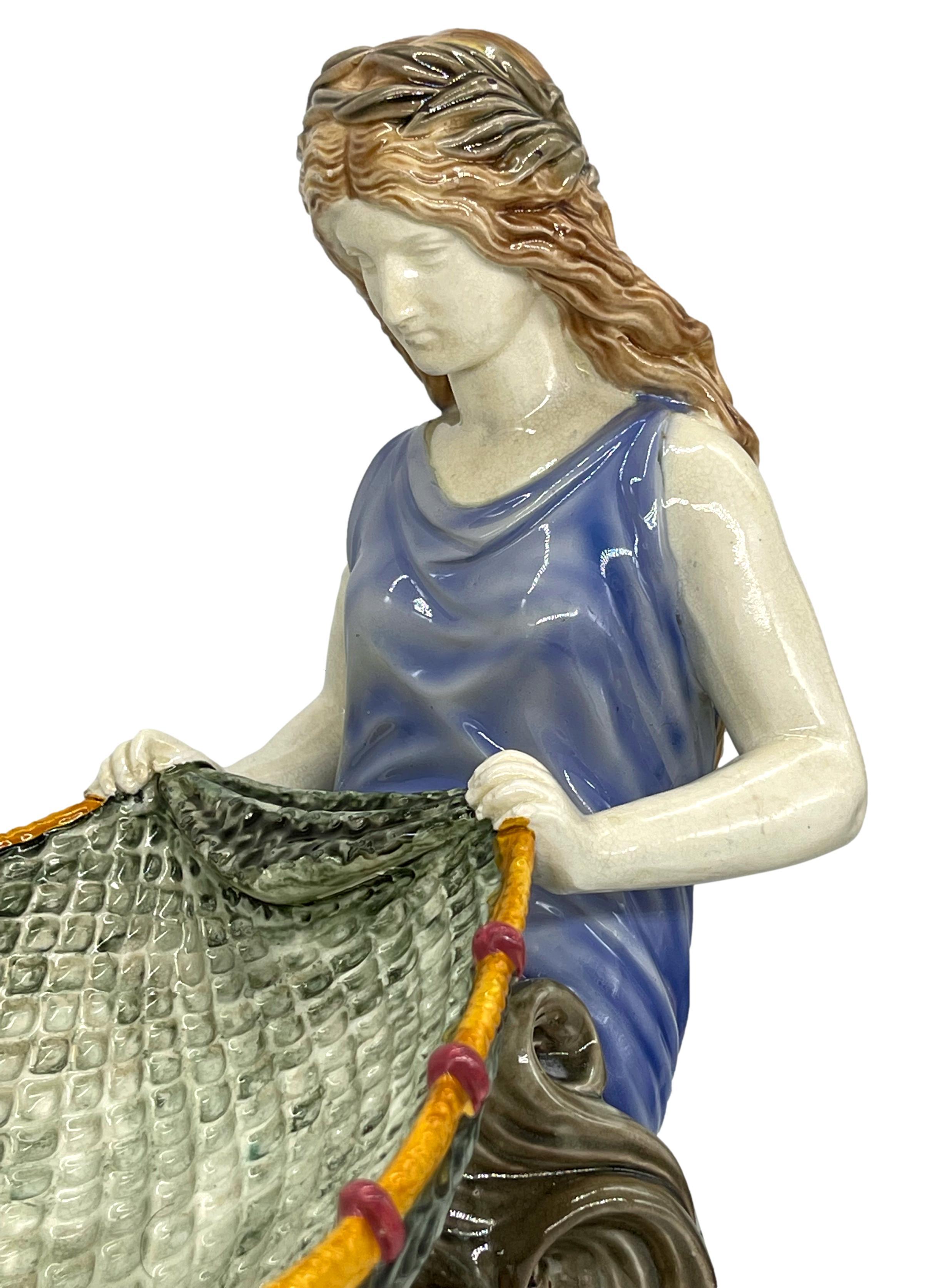 Wedgwood Majolica 'Naiad' Centerpiece, Pre-Raphaelite, Dated 1882 6