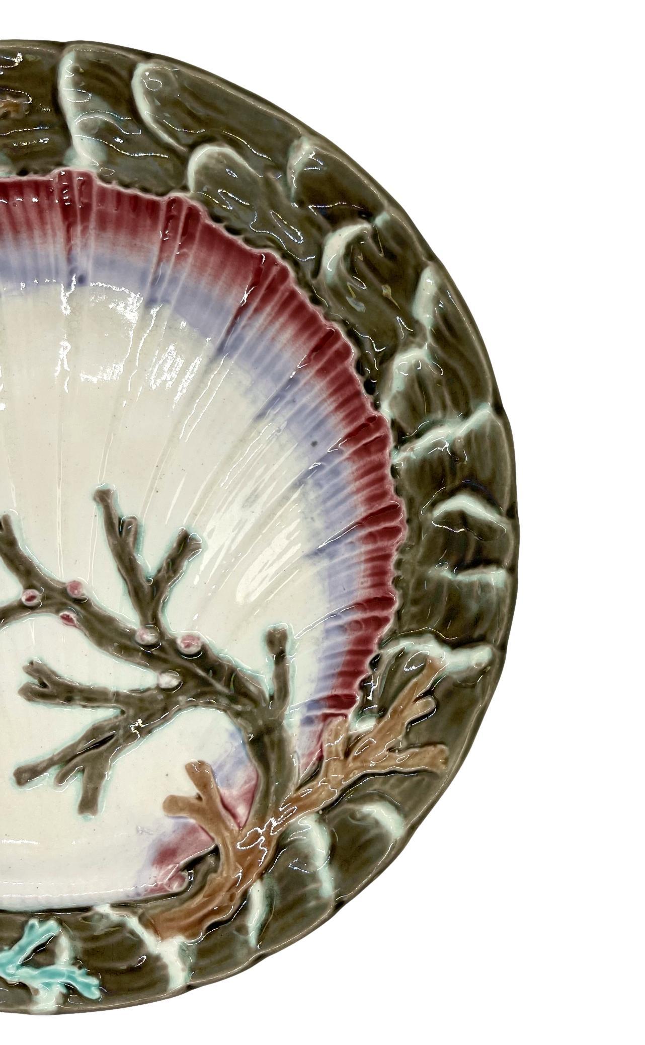 Molded Wedgwood Majolica Ocean Plate, English, Dated 1877