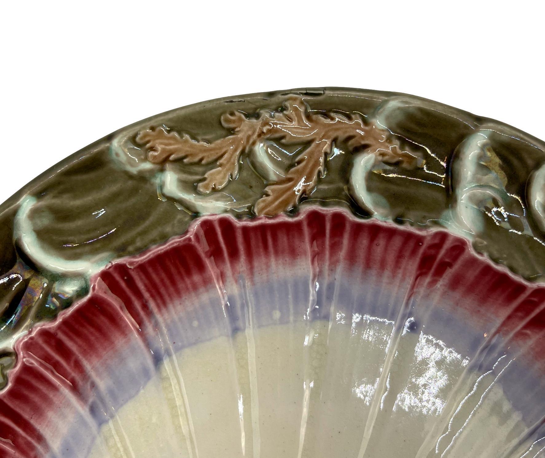 Wedgwood Majolica Ocean Plate, English, Dated 1877 In Good Condition In Banner Elk, NC