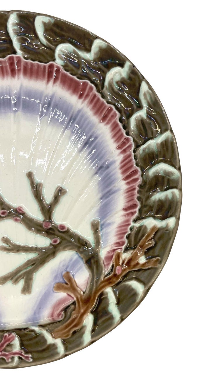 Victorian Wedgwood Majolica Ocean Plate, English, Dated 1885 For Sale
