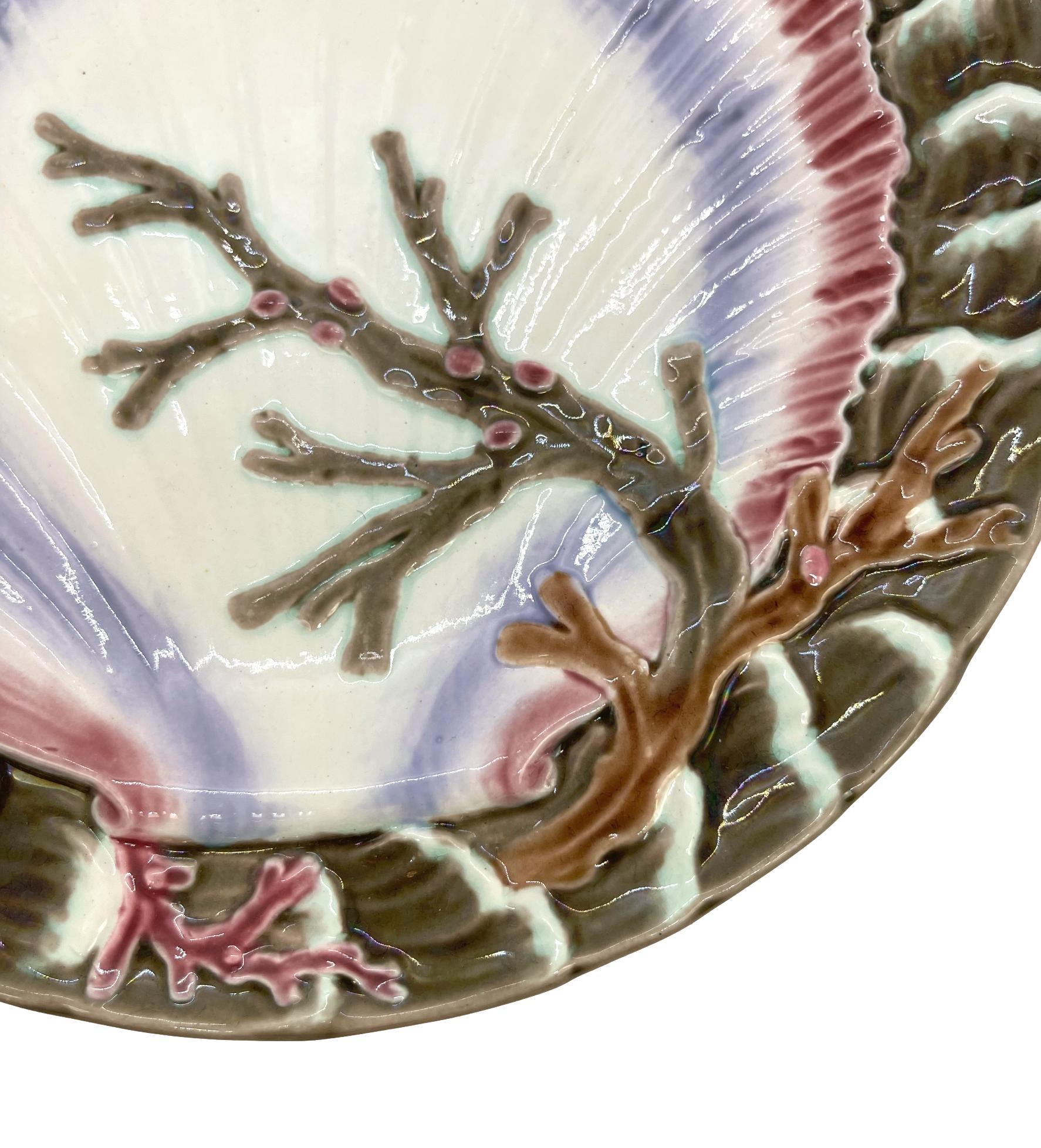 Molded Wedgwood Majolica Ocean Plate, English, Dated 1885