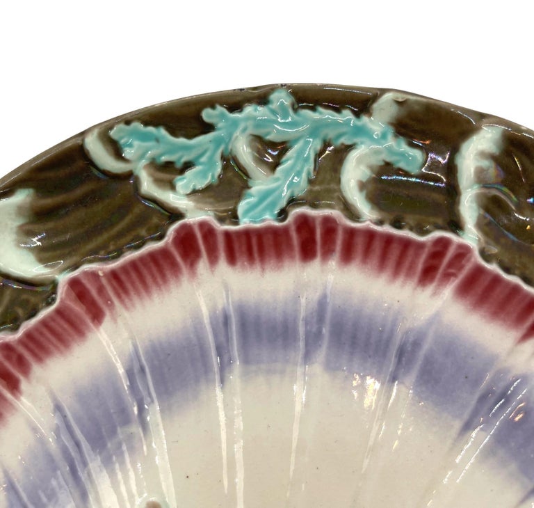 Wedgwood Majolica Ocean Plate, English, Dated 1885 In Good Condition For Sale In Banner Elk, NC