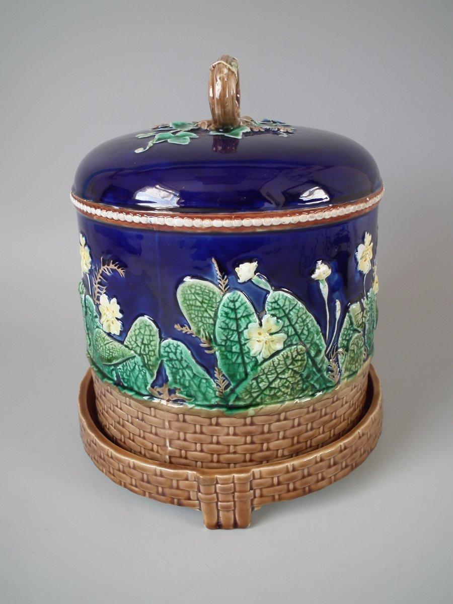 Late 19th Century Wedgwood Majolica Primrose Cheese Dome and Stand
