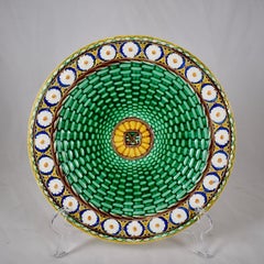 Wedgwood Majolica 'Stanley' Daisy Chain and Basket Weave Plate, Date Code 1868