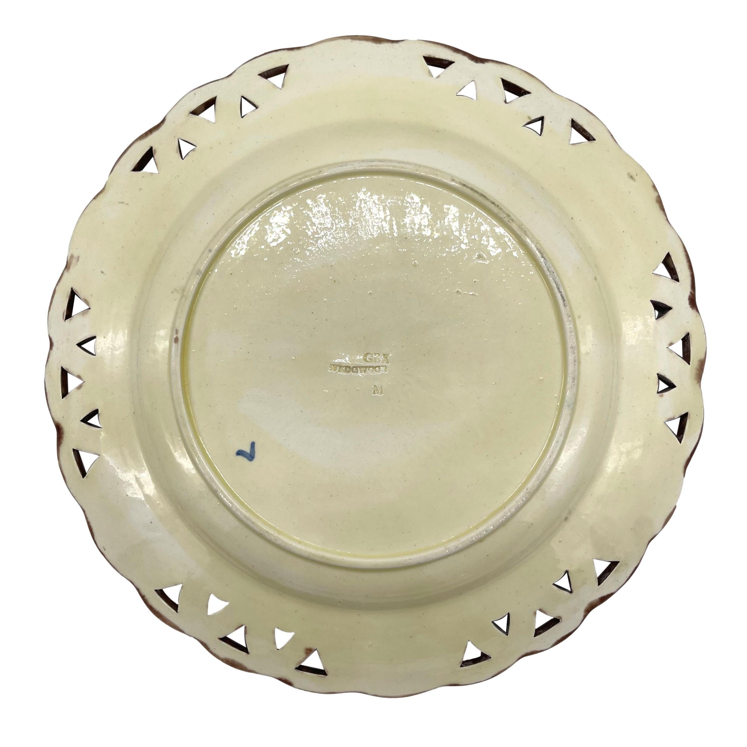 Wedgwood Majolica Stork and Dragonfly Reticulated Plate, English, Dated 1869 3