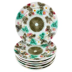 Wedgwood Majolica Strawberry Dishes, Set of 6, dated 1880