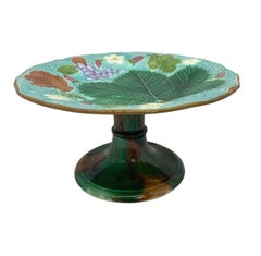 Wedgwood Majolica Turquoise Vine and Strawberry Tall Comport, English, 1881