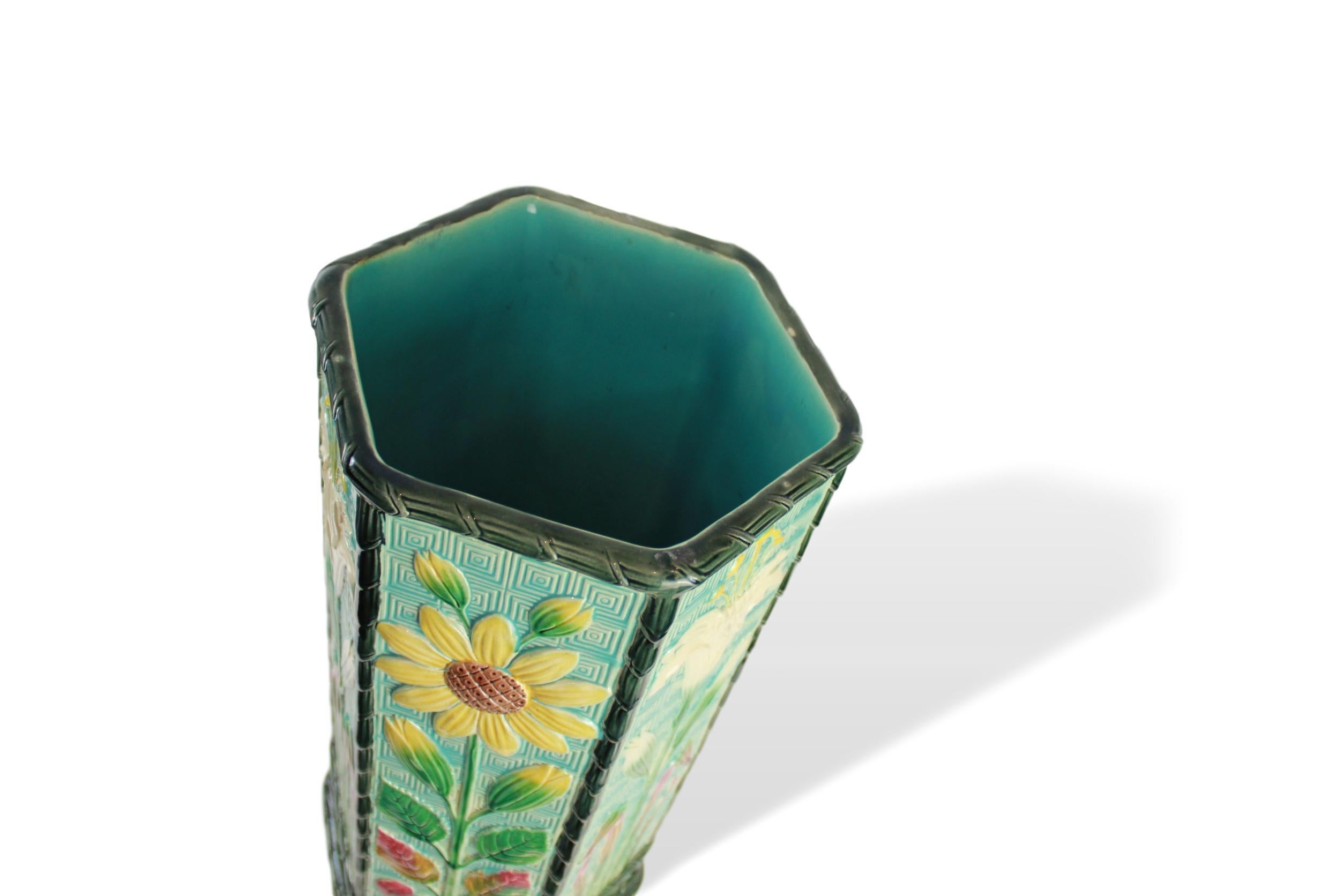 Early 19th Century Wedgwood Majolica Umbrella Stand Turquoise Ground, Aesthetic Movement, 1882