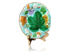 Wedgwood Majolica 'Vine & Strawberry' Plate Dated 1878, English, Turquoise