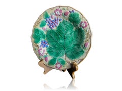 Wedgwood Majolica 'Vine & Strawberry' Plate, English, Dated 1929, Yellow Ground