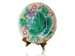 Wedgwood Majolica 'Vine & Strawberry' Plate, English, Dated 1929, Yellow Ground