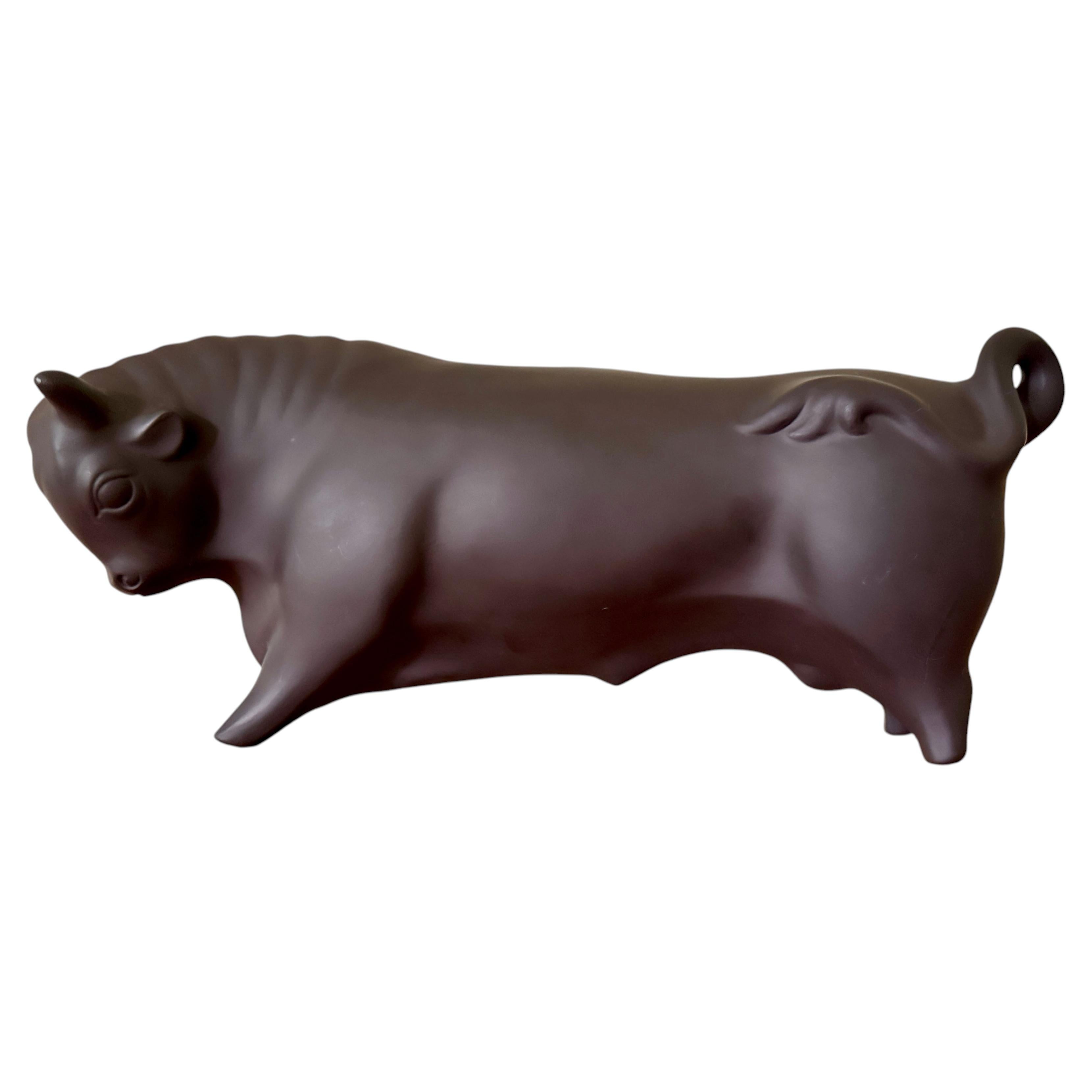 Wedgwood Matte Black Basalt Bull "Taurus" by Arnold Machin