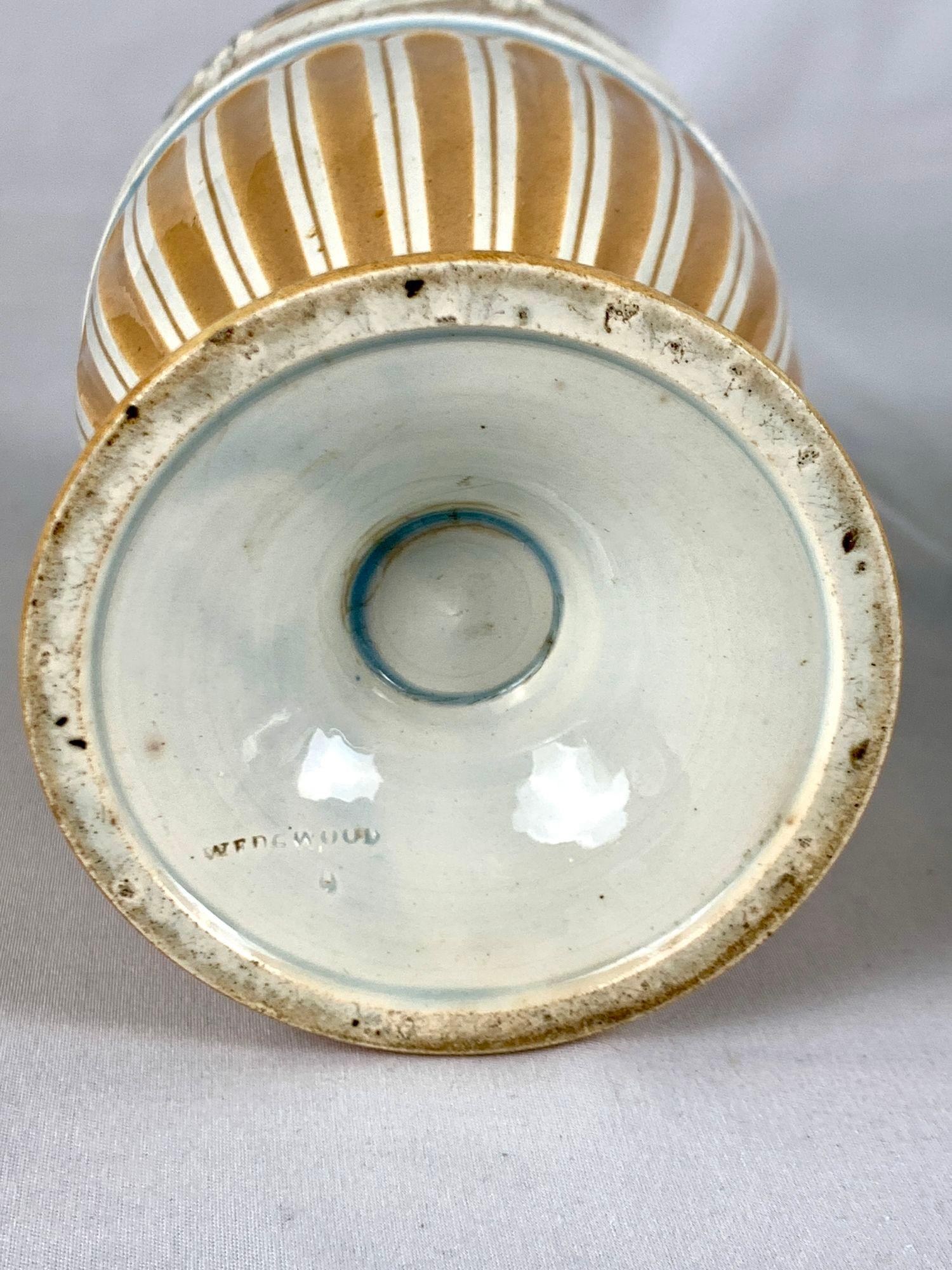 19th Century Wedgwood Slip Decorated Creamware Vase Made England Circa 1810 For Sale