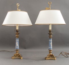 Wedgwood Mounted Restauration Style Lamps, Pair