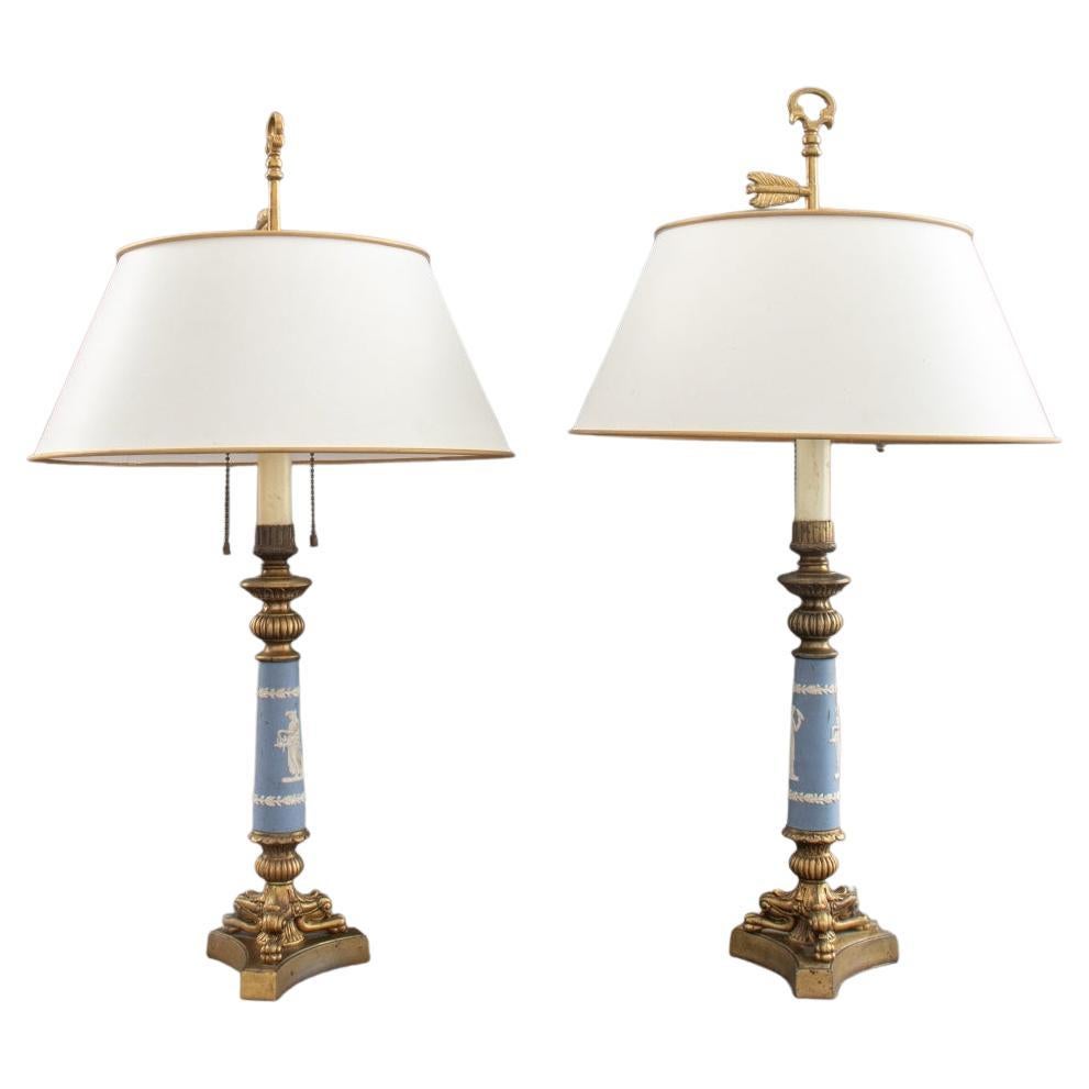 Wedgwood Mounted Restauration Style Lamps, Pair