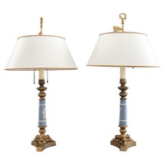 Retro Wedgwood Mounted Restauration Style Lamps, Pair