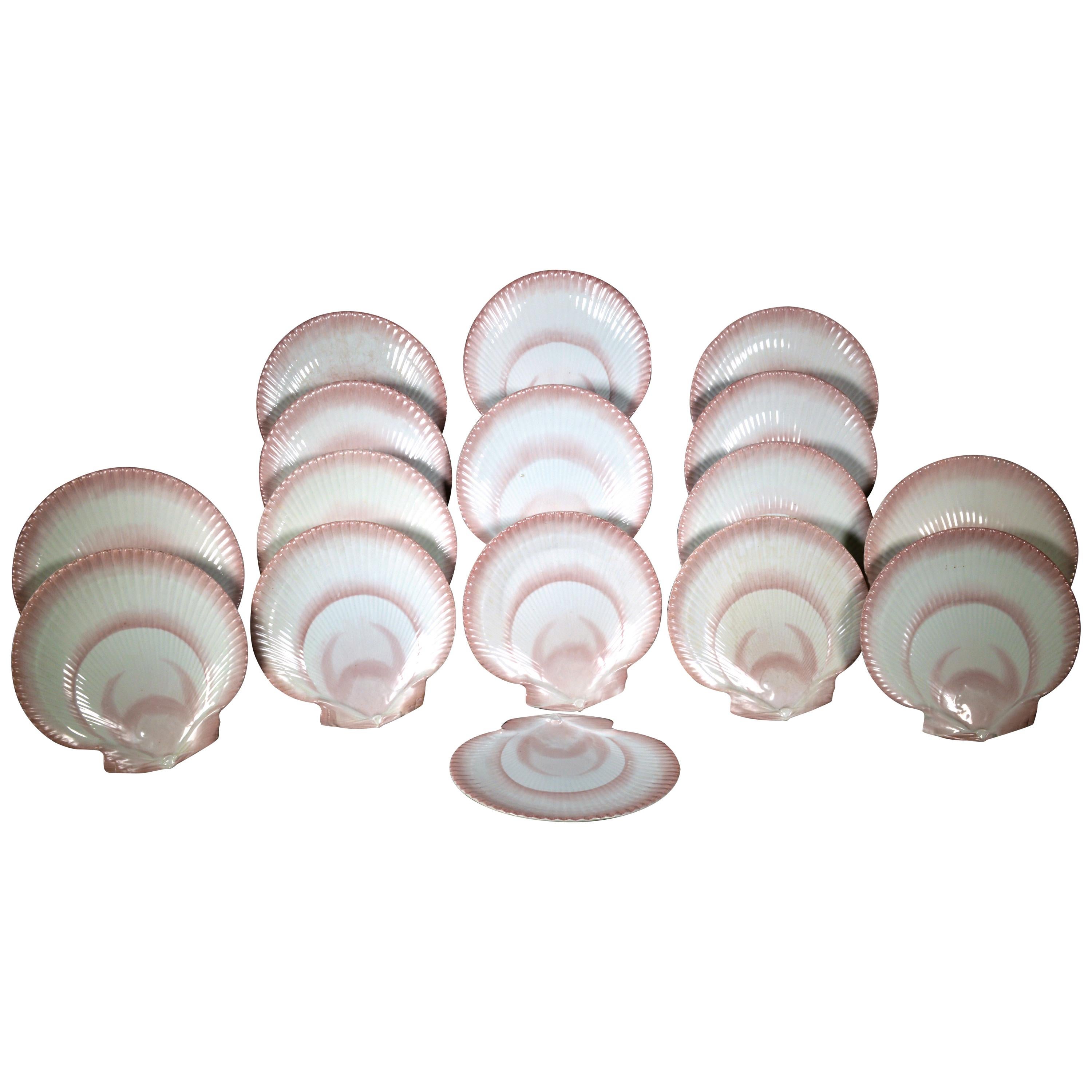 Wedgwood Nautilus Pattern Pearlware Seashell Dessert Plates- Set of 14 