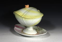 Wedgwood Yellow Pottery Nautilus Sea Shell Sauce Tureen, Cover & Stand