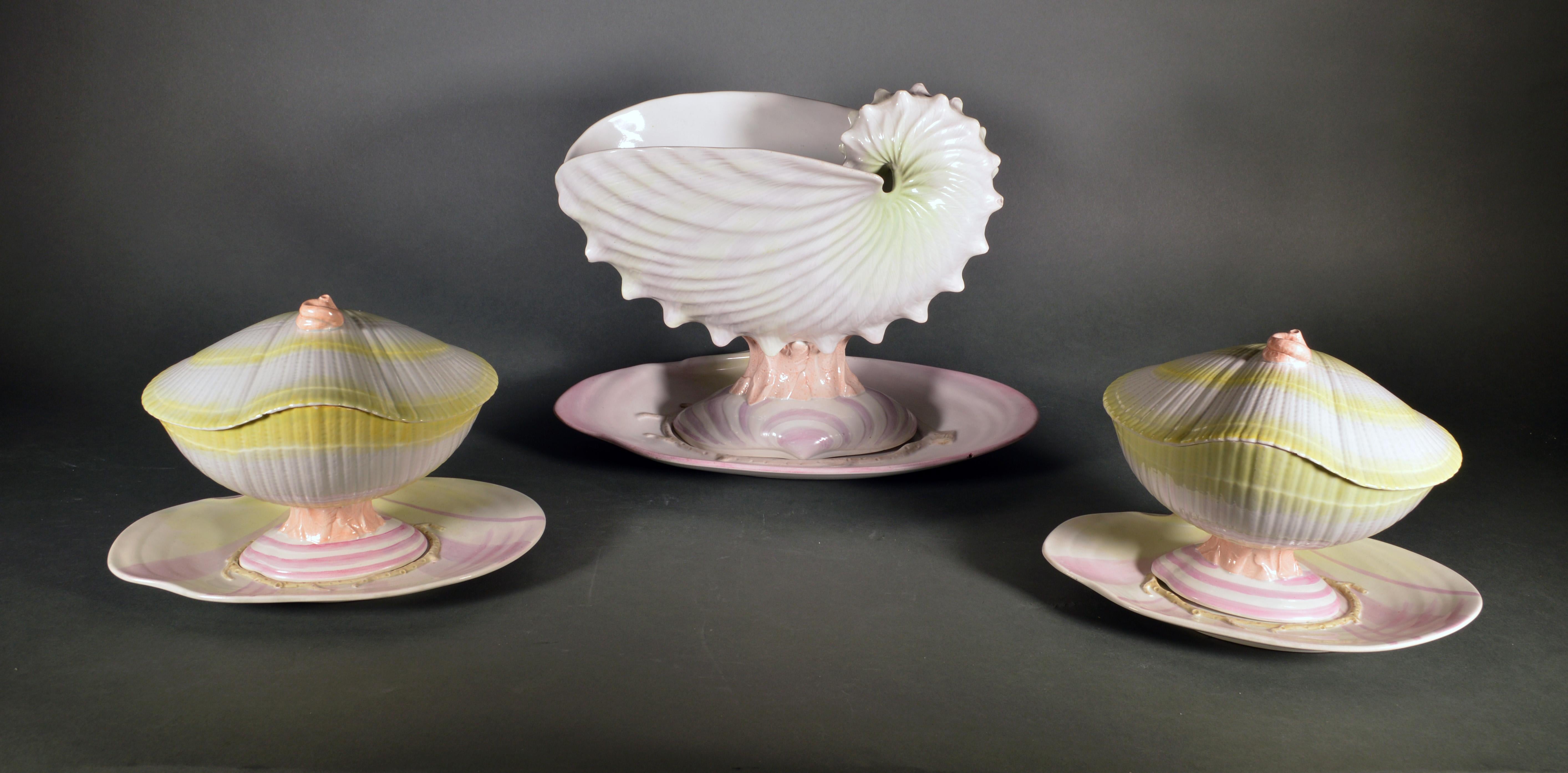 Georgien Service à dessert Regency Wedgwood Nautilus Pearlware en vente
