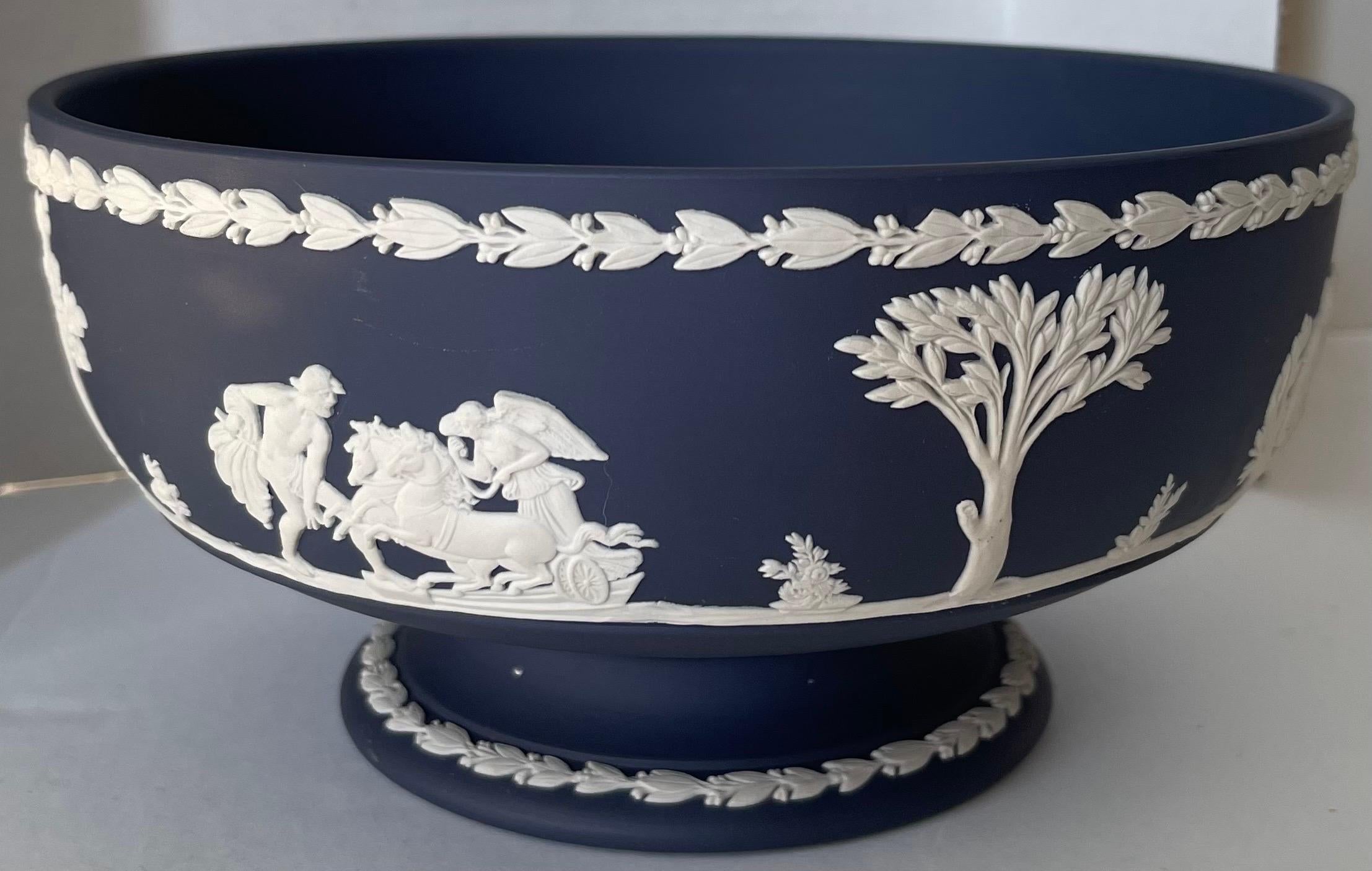 Wedgwood Navy Blue Neoclassical Jasperware Footed Bowl 1