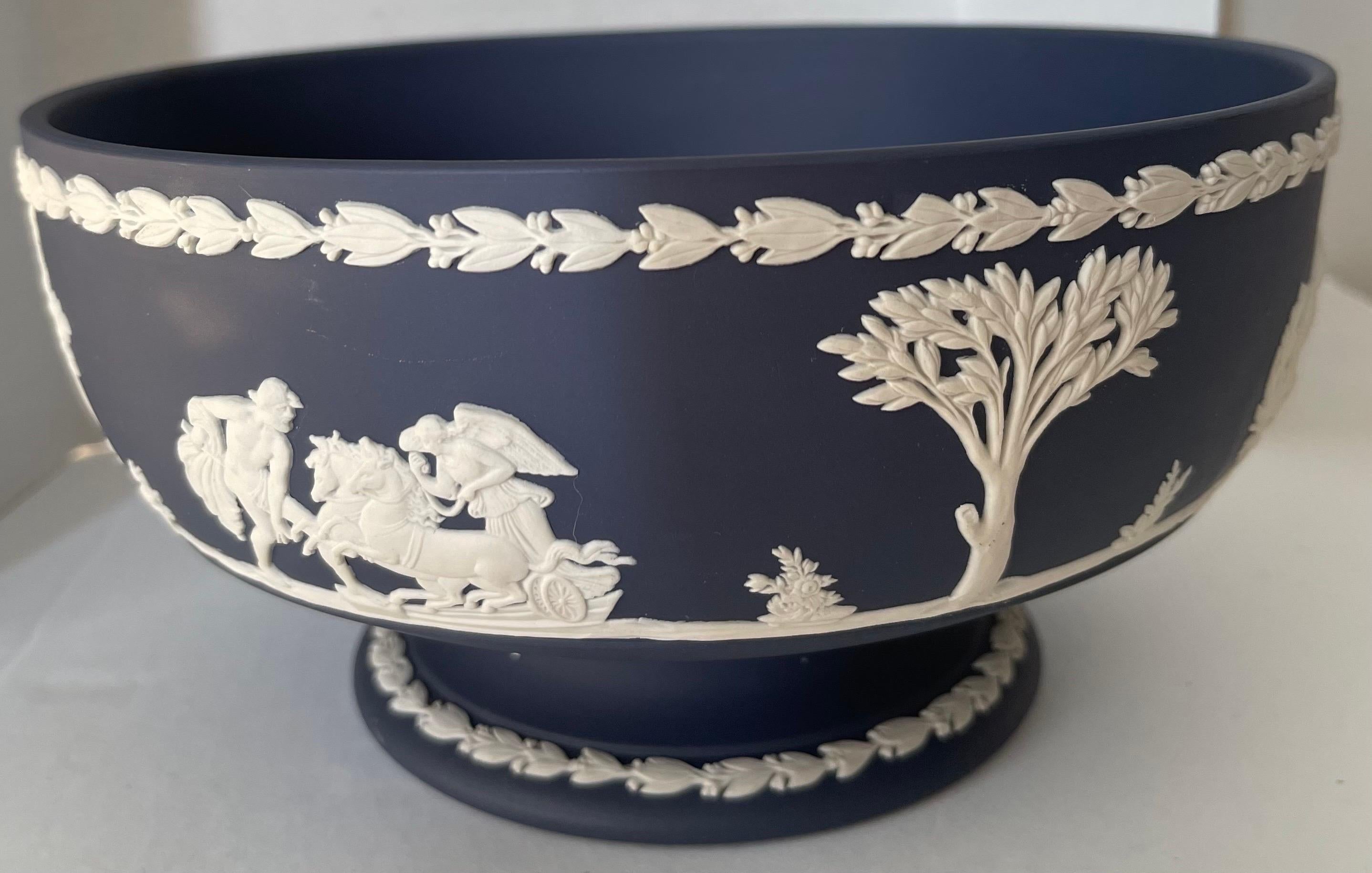 Wedgwood Navy Blue Neoclassical Jasperware Footed Bowl 2