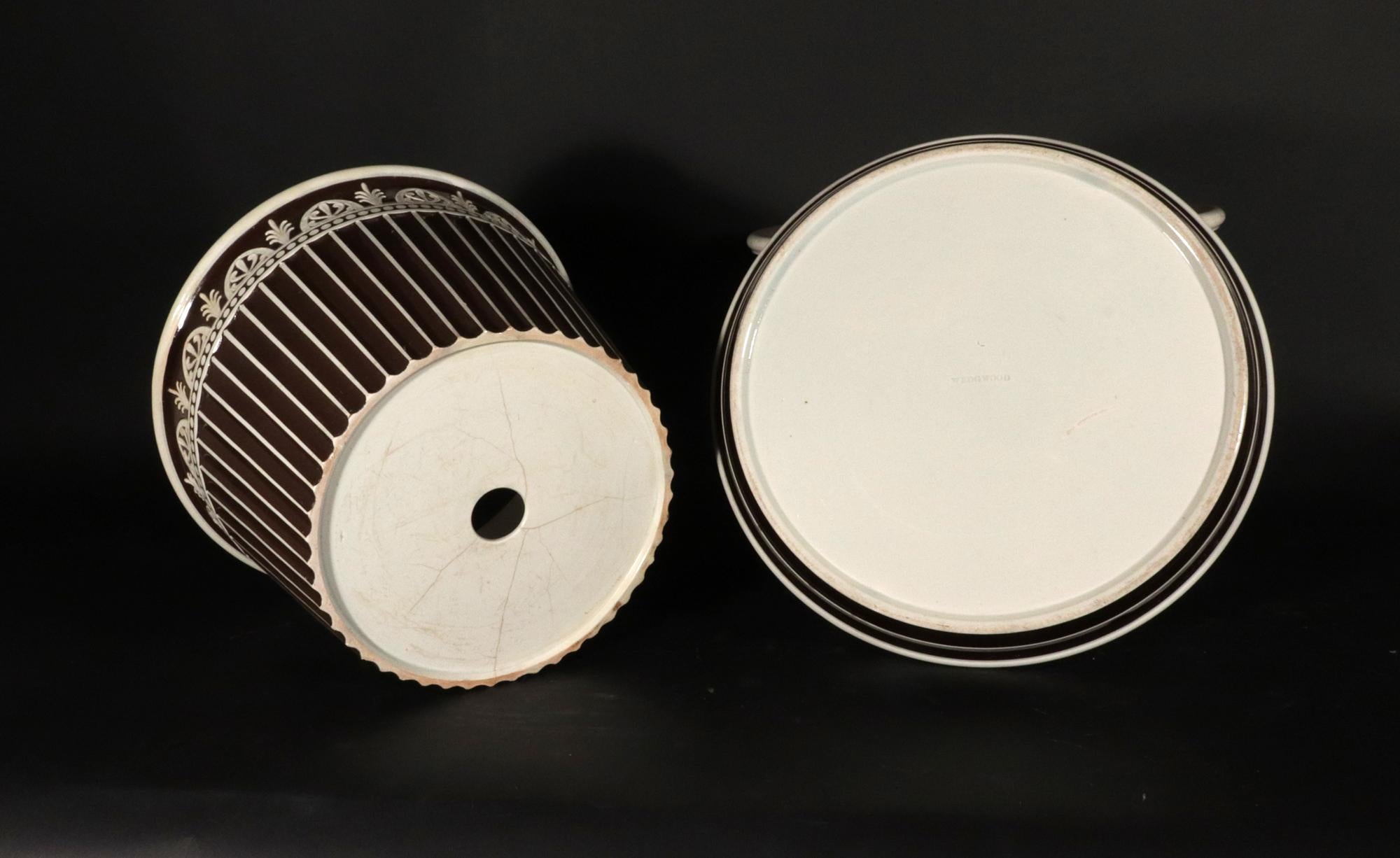 Wedgwood Neo-classical Large Cachepots and Stands, A Pair, Late 18th Century For Sale 3