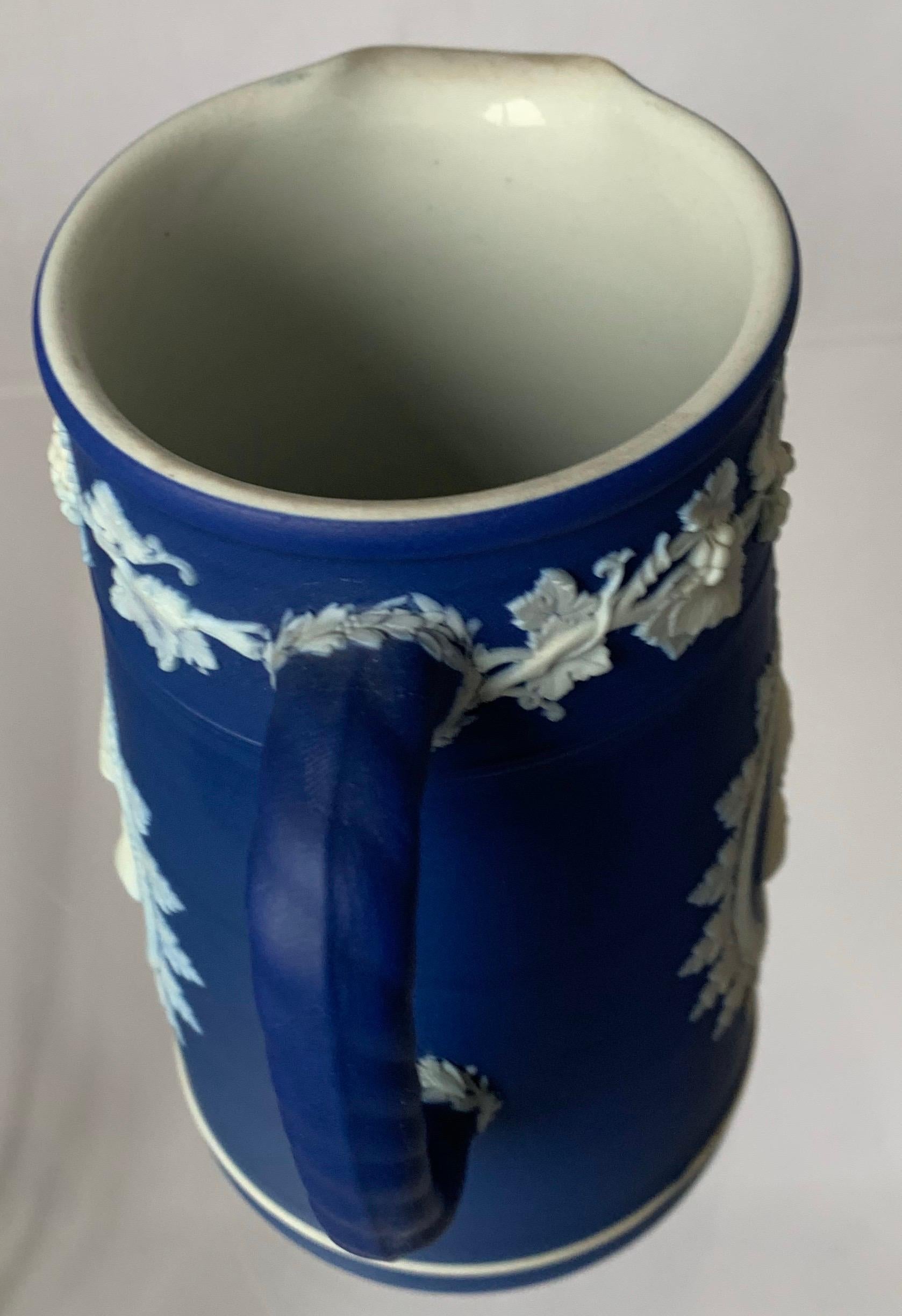 Wedgwood Founding Fathers Dark Blue Jasperware Pitcher In Good Condition In Stamford, CT
