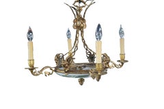 Wedgwood Neoclassical Green Jasperware Cherub Cameo Chandelier Pendant Light