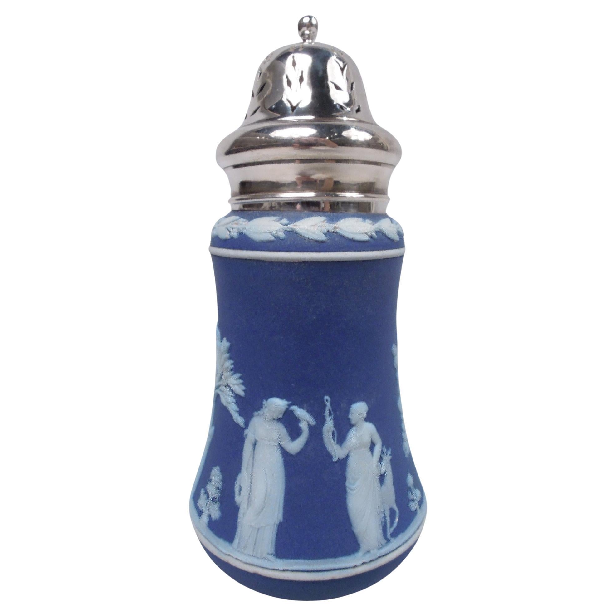 Azucarero neoclásico Wedgwood de plata de ley y jaspe 1922
