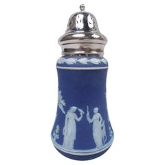 Wedgwood Neoclassical Sterling Silver & Jasperware Sugar Caster 1922