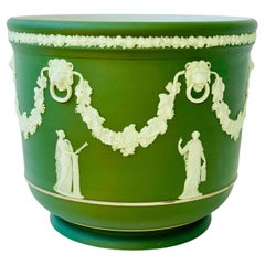 Wedgwood Olive Green Dip Jasper Ware Garden Pot