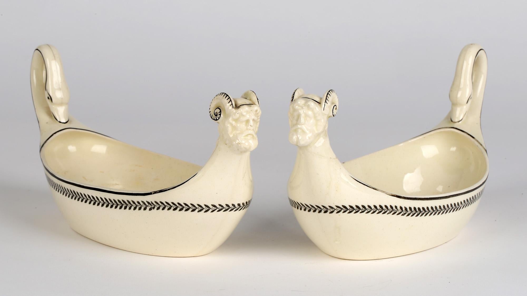 Wedgwood Pair Unusual Figural Creamware Sauce Boats For Sale 2
