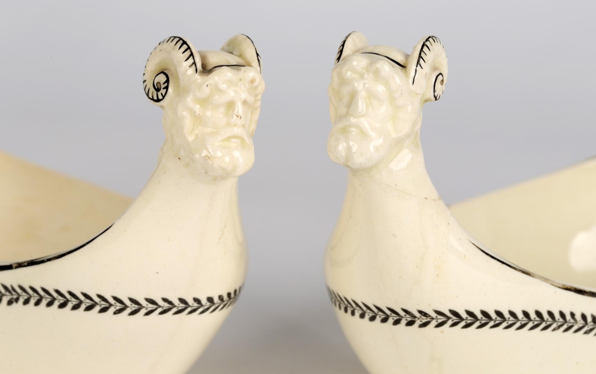 Wedgwood Pair Unusual Figural Creamware Sauce Boats For Sale 3