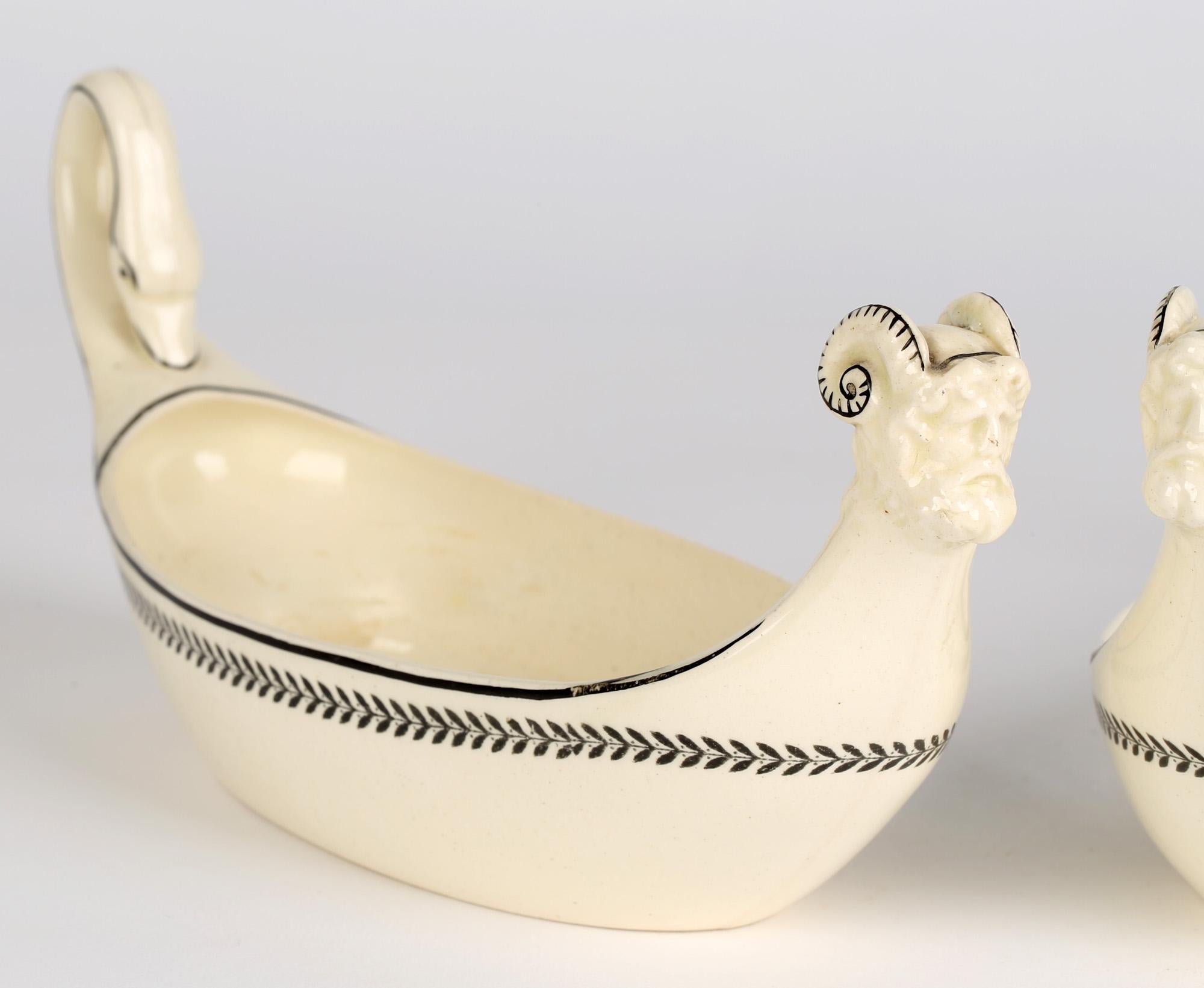 Wedgwood Pair Unusual Figural Creamware Sauce Boats For Sale 4