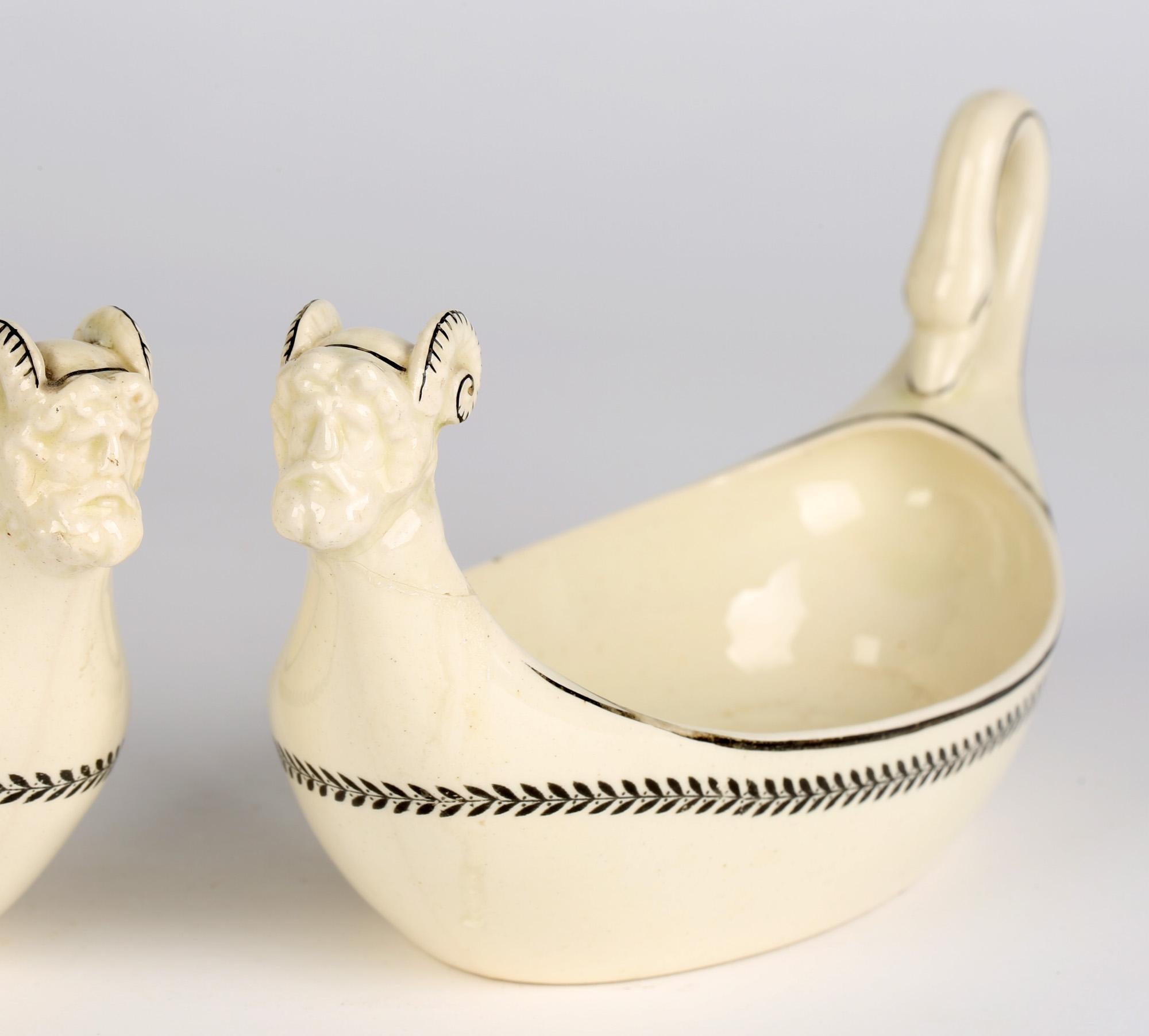 Wedgwood Pair Unusual Figural Creamware Sauce Boats For Sale 5