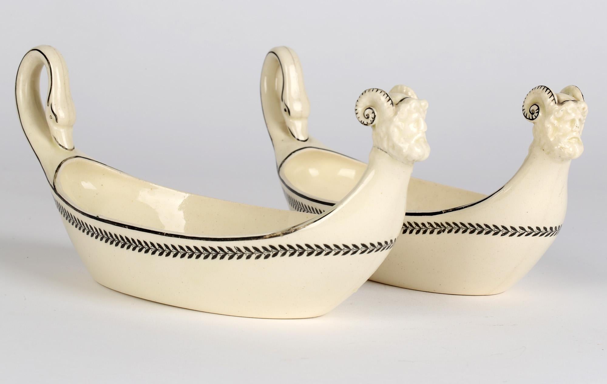 Wedgwood Pair Unusual Figural Creamware Sauce Boats For Sale 6