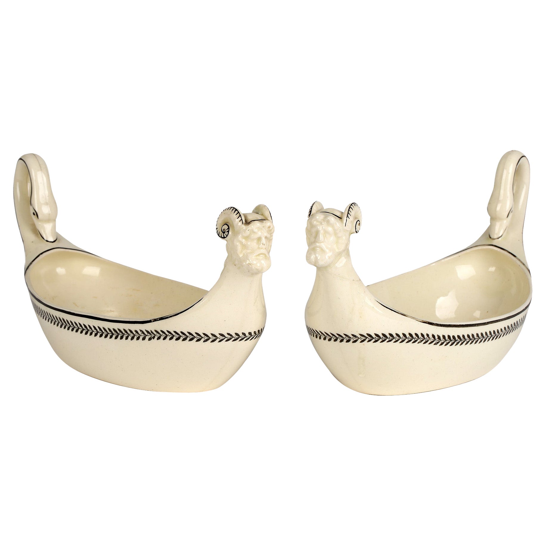 Wedgwood Pair Unusual Figural Creamware Sauce Boats