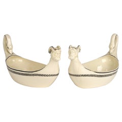 Wedgwood Pair Unusual Figural Creamware Sauce Boats