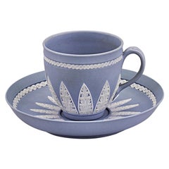 Wedgwood Pale Blue Jasperware Coffee Cup and Saucer Set