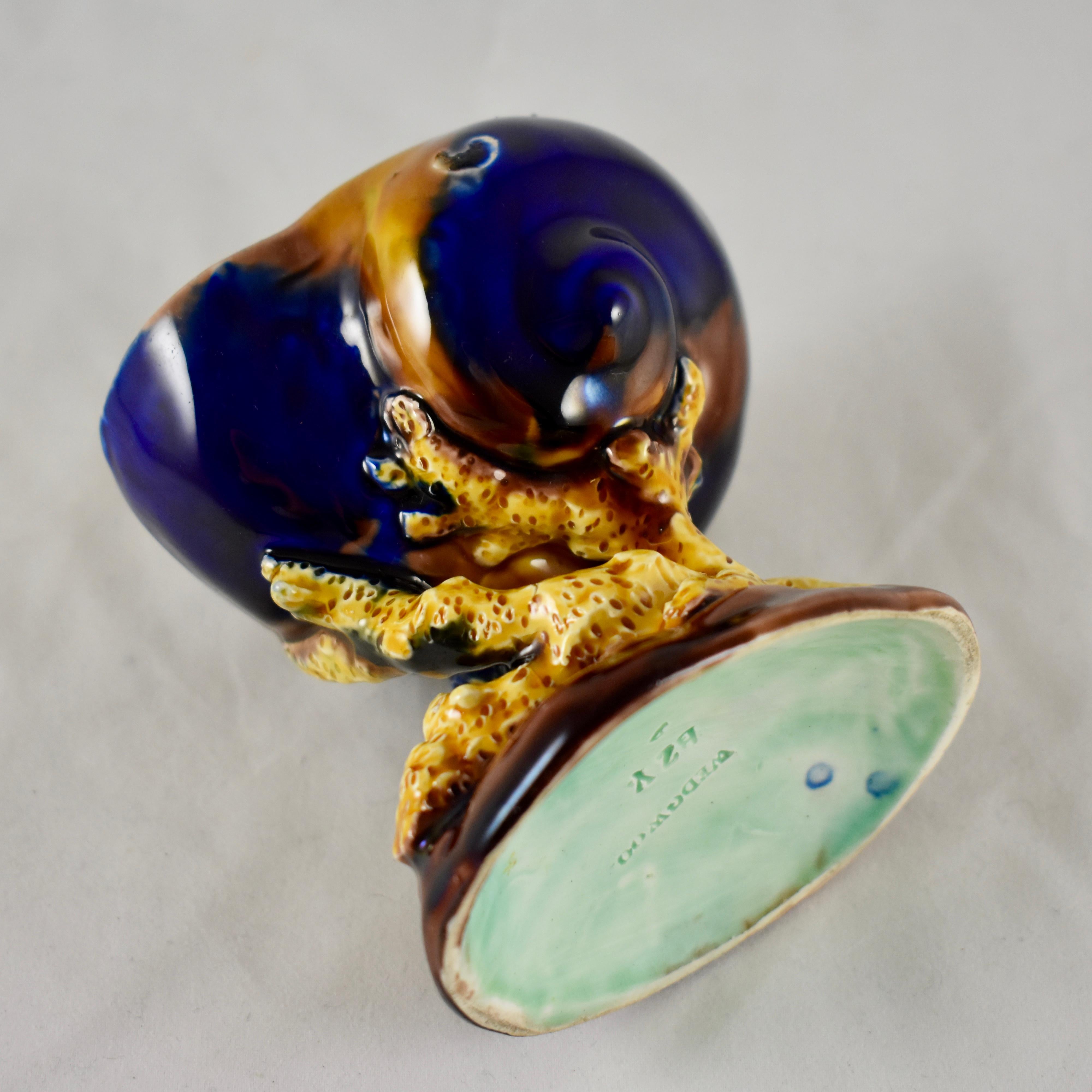 Wedgwood Palissy Majolica Snail Shell and Coral Open Salt Cellar, Dated 1872 For Sale 1