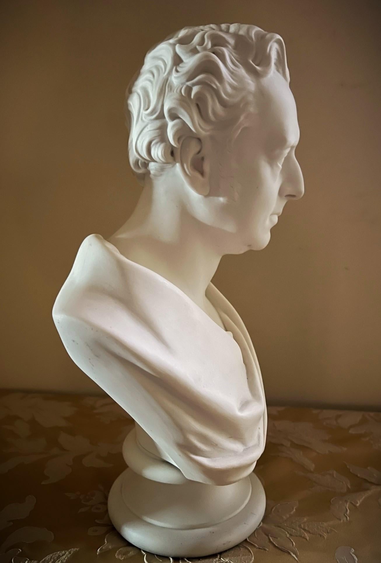 Neoclassical Wedgwood Parian Bust of Robert Stephenson by E. W. Wyon For Sale