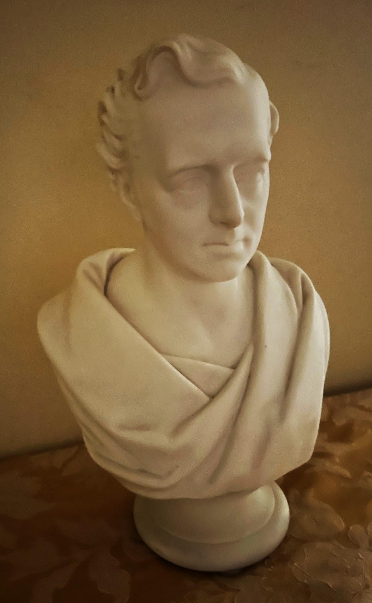 English Wedgwood Parian Bust of Robert Stephenson by E. W. Wyon For Sale