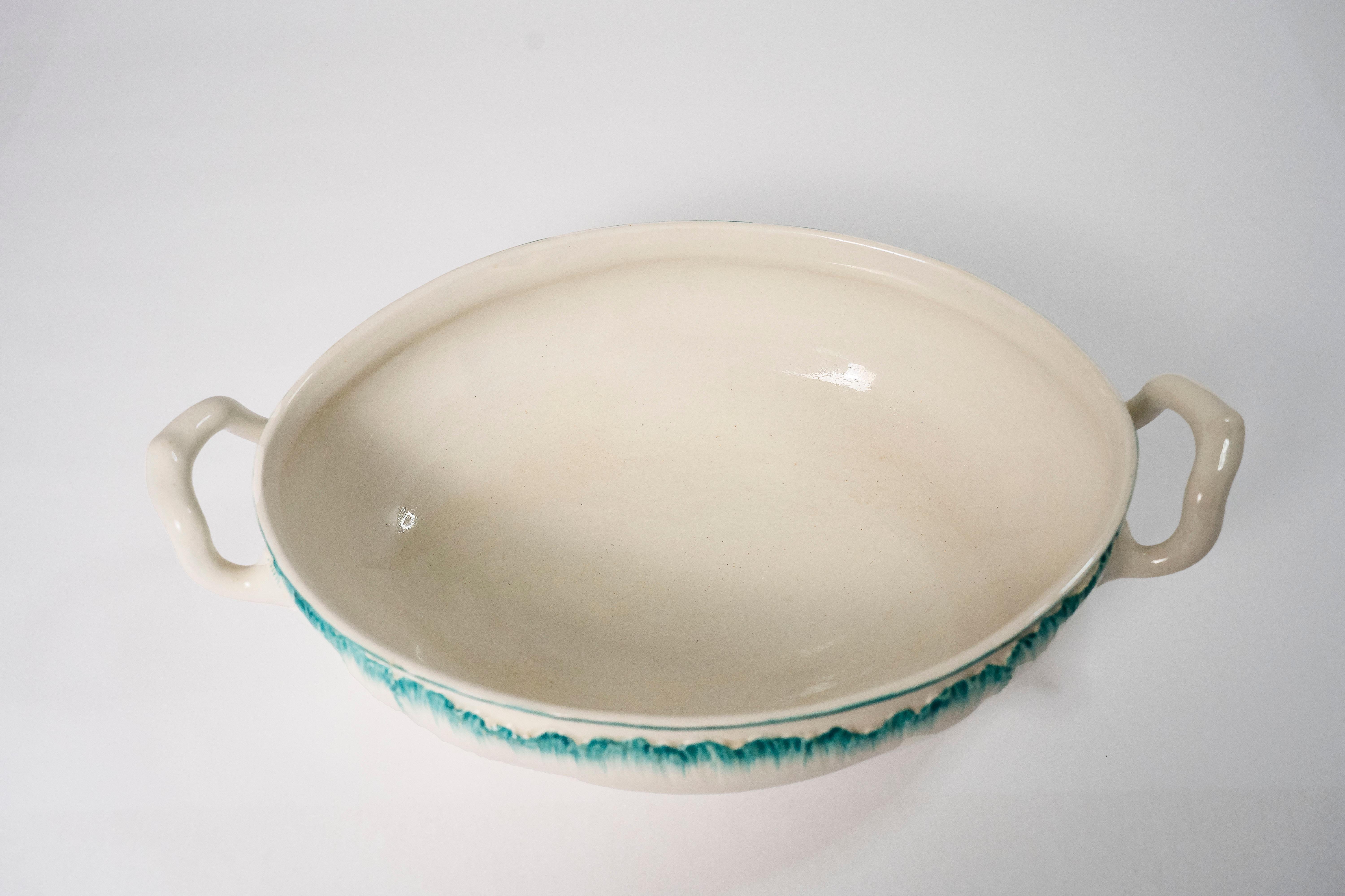 Sopera Wedgwood pintada en verde y blanco con tapa, circa 1800, Inglaterra Inglés en venta