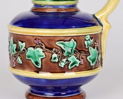 Wedgwood Pewter Mounted Majolica Jug with Fruiting Vine Patterns