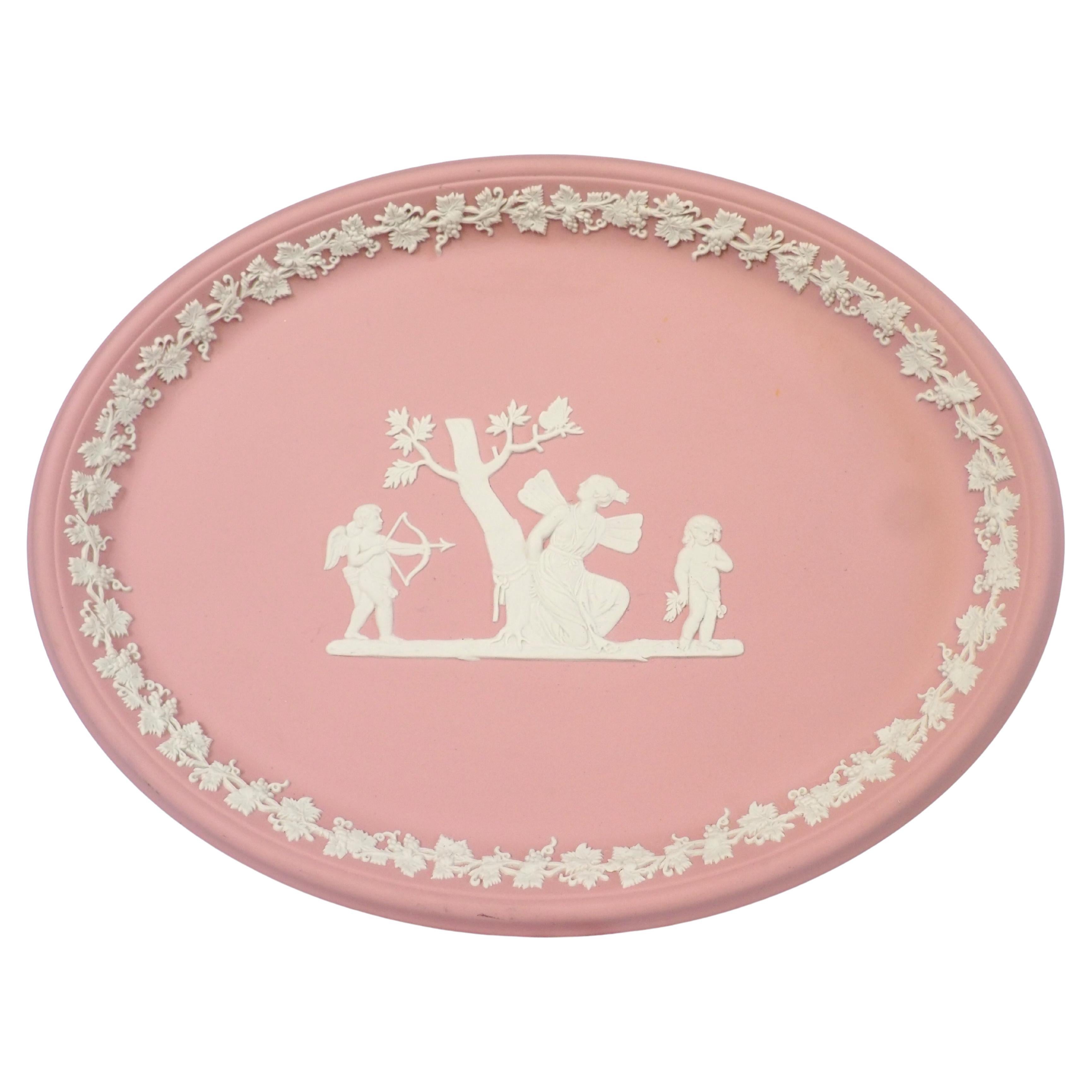 Wedgwood pink and white jasperware tray For Sale